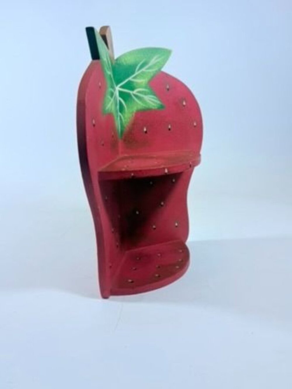 Wall Corner Shelf 90s Strawberry Vintage Wood Hanging Red Hand Painted Farmhouse - Picture 9 of 16
